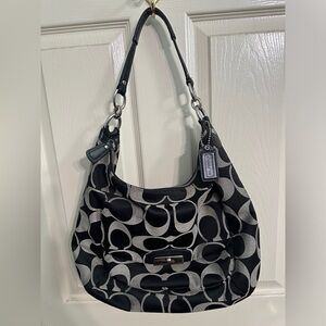 Coach Vintage Hogo Shoulder Bag in Black Logo Frabric Canvas with Pocket